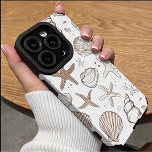 iPhone Phone Case Vertical Grain Sea Shell Pattern PU Leather Texture Neutral